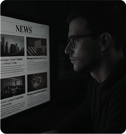 Person reading newspaper